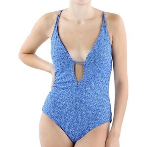 ☀️ Becca By Rebecca Virtue Metallic Blue One Piece Swimsuit - Size Large  NWT